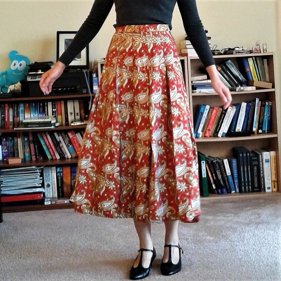 Macy's Dresses & Skirts - SOLD! Vintage Macy's Silk Red Paisley Maxi Skirt